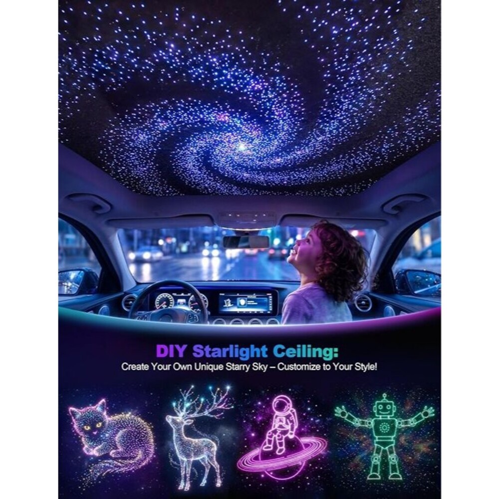 16W Starlight Headliner Kit for Car,200pcs Fiber Optic Lights,6.5ft Star Lights - Picture 2 of 8